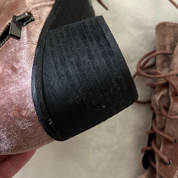 DOLCE VITA Pink Velvet Lace-Up Booties - Picture 4 of 7